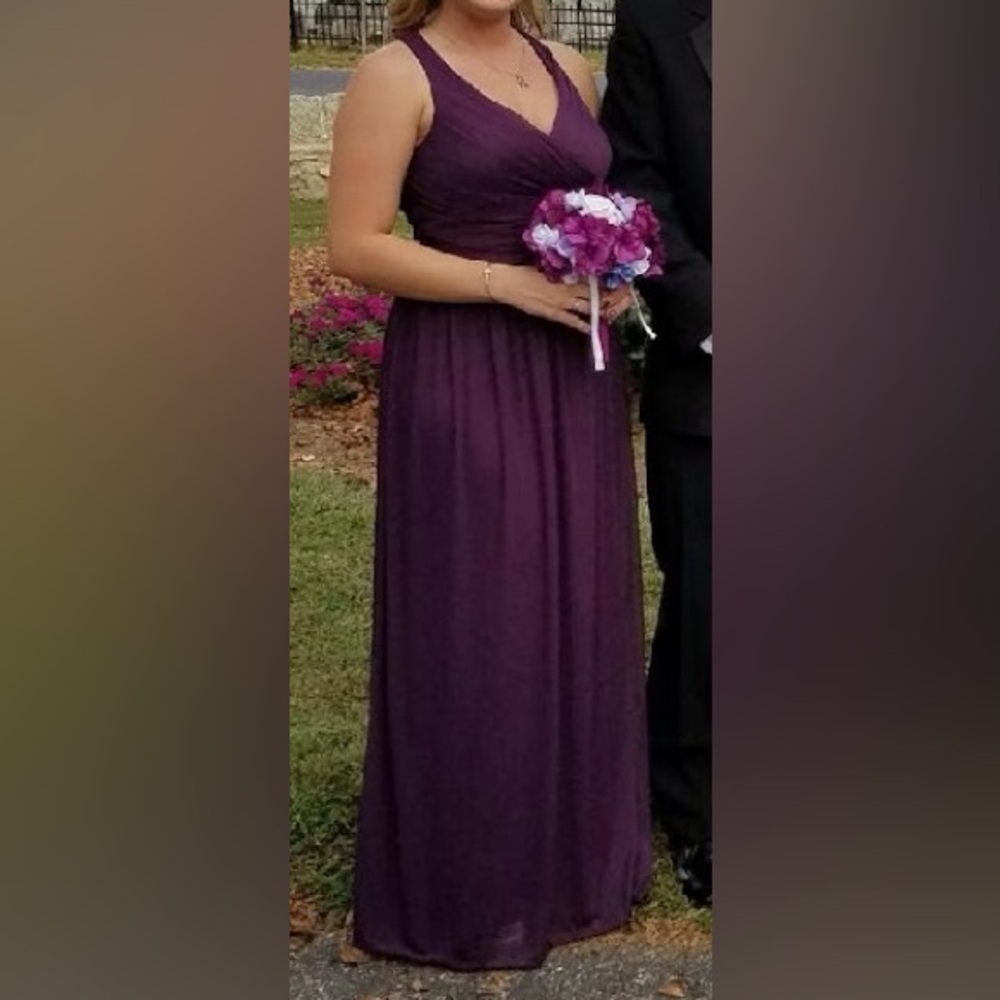 David's Bridal Deep Purple Maxi Dress